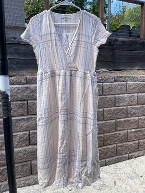 Madewell lightweight Cream Striped Midi Dress
